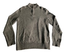 Eddie Bauer Men's Sweater Large Tall TL Combed Cotton 1/4 Zip Knit Pullover