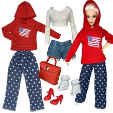 Eledoll Clothes Fashion Pack for 12 inch Doll Memorial Day July 4 USA America