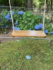 Wood Tree Swing with 10 feet of rope each side. All Age Oak  Wood Tree Swing