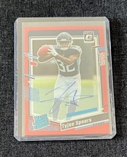 TYJAE SPEARS RC 2023 DONRUSS OPTIC #297 RATED ROOKIE RED PRIZM AUTO /75