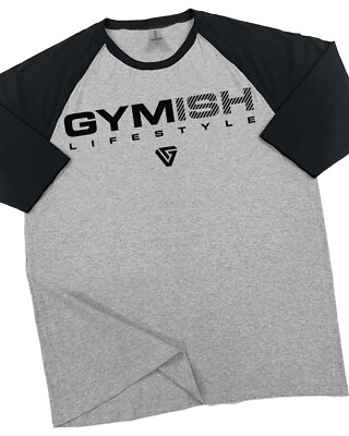 047. RAGLAN Gymish Lifestyle Logo Funny Workout Gym T-Shirt for Men