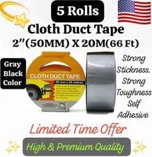 5 Rolls 2" X 20 M ( Cloth Duct Tape Utility Grade Industrial SUV Vinyl TRU 3M