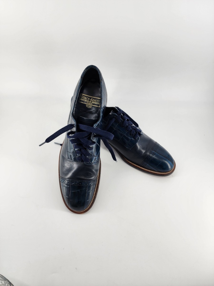 Stacy Adams Dark Turquoise Blue Crocodile Print Mens Size 9D  display picture 1