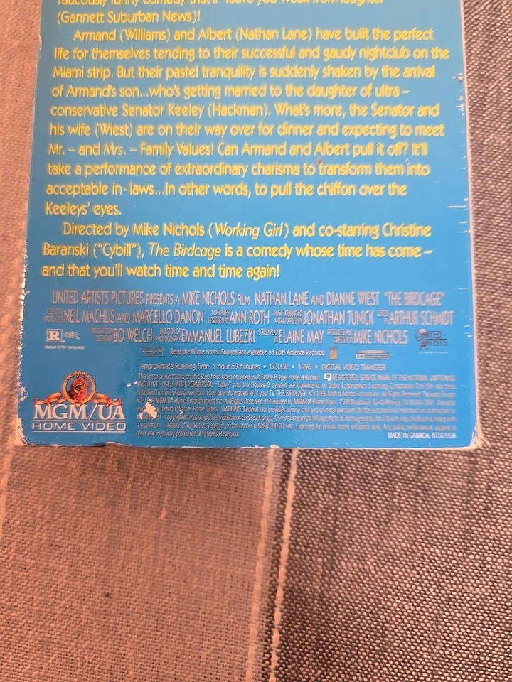 THE BIRDCAGE (1996) VHS Robin Williams, Gene Hackman, Nathan Lane Foto 4 de 4