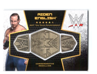 WWE Aiden English 2017 Topps TNF NXT Tag Team Belt Plate Relic Card SN 191/299