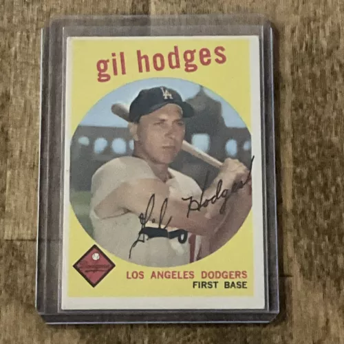 1959 年 Topps 吉尔·霍奇斯洛杉矶道奇队名人堂棒球卡 #270 近乎完好 - 第 2 张/共 10 张