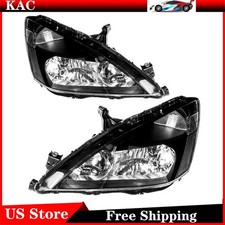 Headlight Assembly Fits Honda Accord 2003-2007 Halogen Black Housing 1 Pair