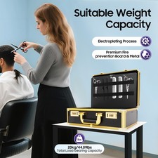 Professional Gold Barber Salon Tool Storage Bag Travel Carry Case Organizer Box