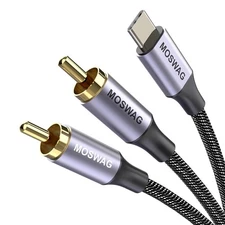 MOSWAG USB C to 2 RCA Audio Cable 3.3FT, Type C 2 3.28FT/1Meter, Black 