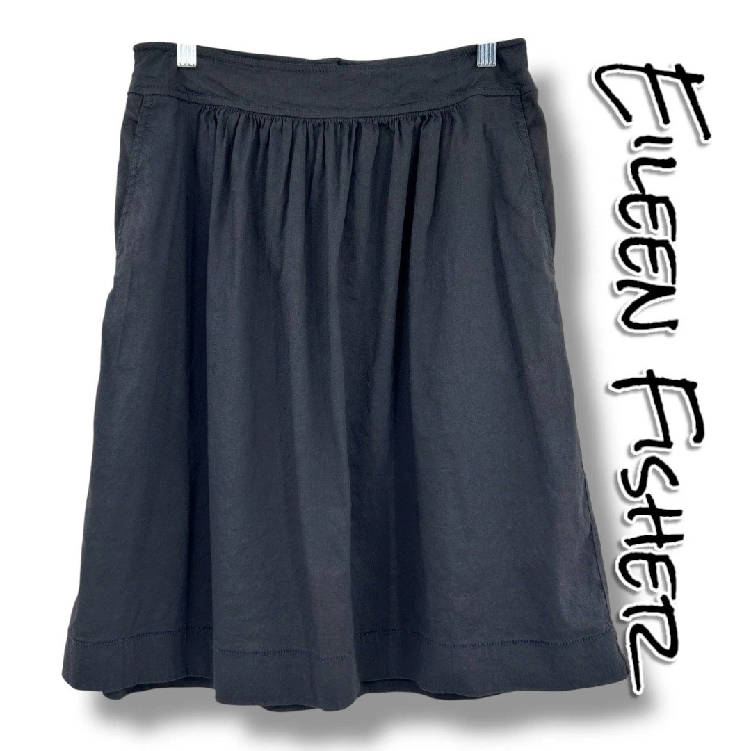 Eileen Fisher Linen A Line Skirt Linen Blend Knee Length Charcoal Gray Womens XS
Opens in a new wind