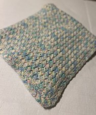 Handmade Knitted Baby Blanket Sweet Pastel Colors Blues, Pink, Green, Yellow