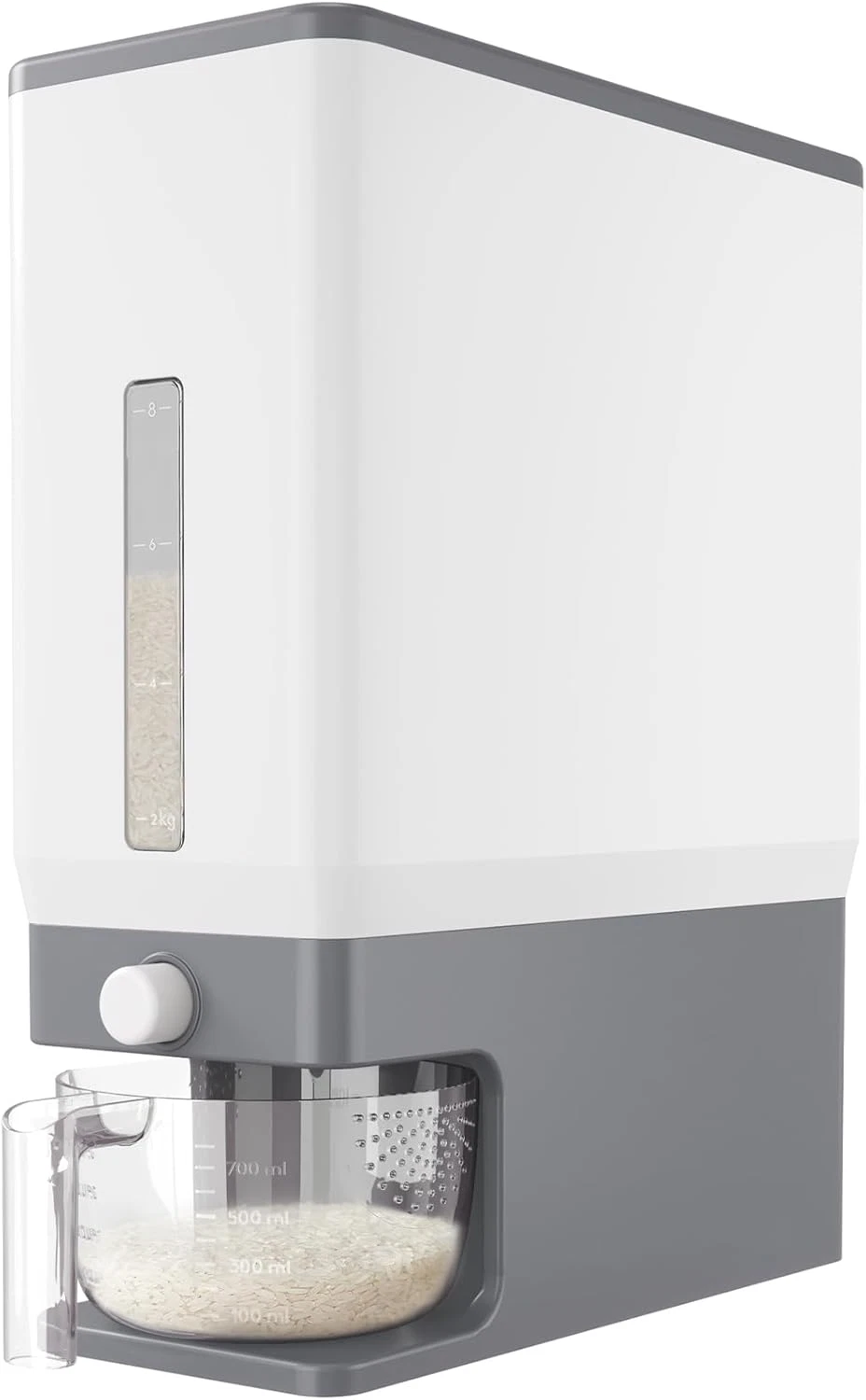 Rice Dispenser 25 lb BPA Free Sealed Storage Container w/ Measuring Cup Gray