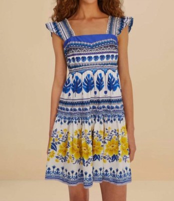 Farm Rio Zuli Organic Cotton Mini Dress Off-White