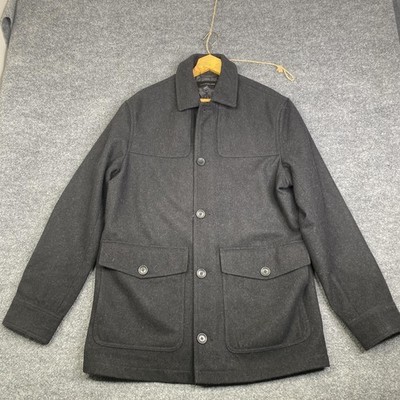 Banana Republic Jacket Mens Large Charcoal Wool Blend Field Coat Button Front
