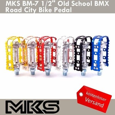MKS BM-7 1/2'' Old School BMX Road Bike Pedale Schwarz Silber Rot Blau Copper