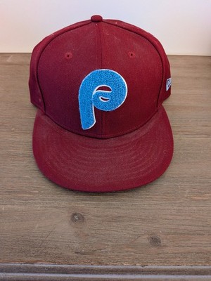 New Era Philadelphia Phillies in a maroon color with a retro blue ''P'' logo.