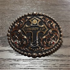 Mens Cowboy Up Oval Western Belt Buckle Flora...
