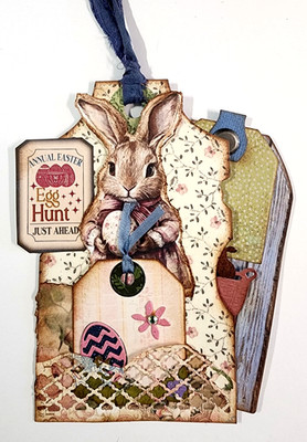 Easter Egg Hunt Tags Chocolate Bunny Basket Hidden Pocket OOAK #36 3D  Handmade