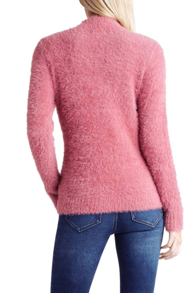 Kensie Pink Fur Yarn Long Sleeve Mock Neck Sweater - Image 2 of 2
