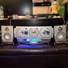 For Parts* Emerson MS3108 Triple CD Player AM FM Wall Mount w/ Speakers Tested