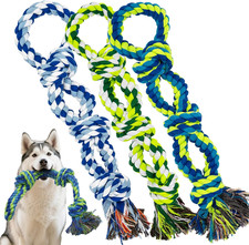 3 Pack Dog Rope Toys for Aggressive Chewers, Nearly Indestructible Tug of War
