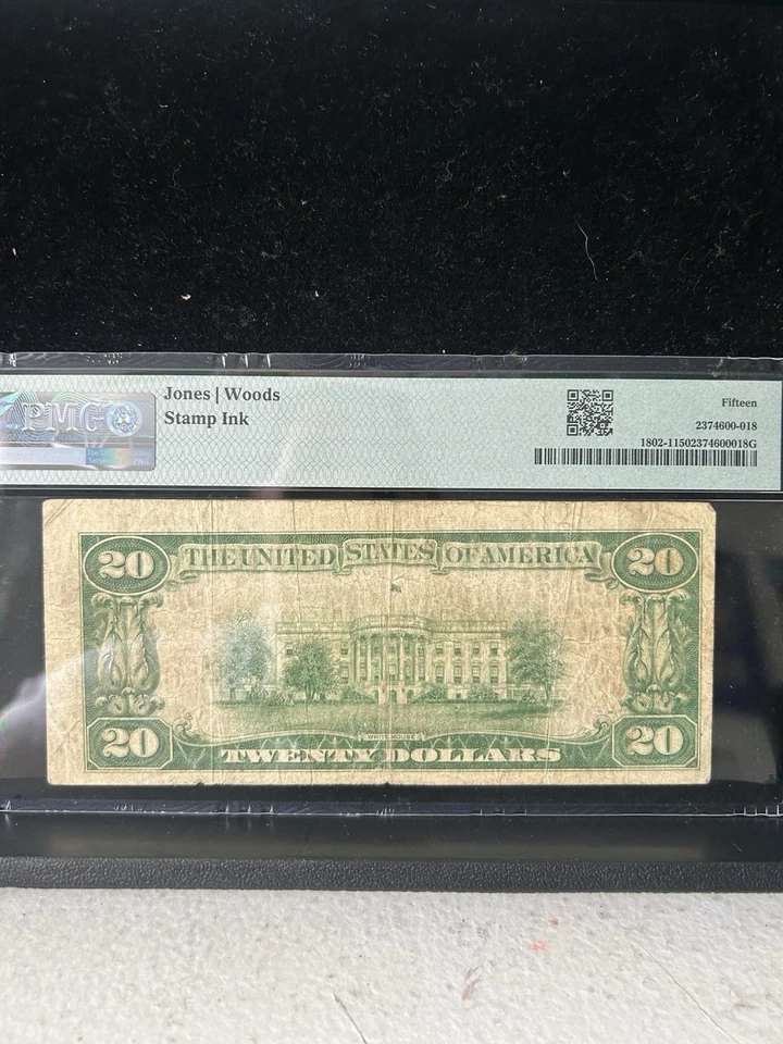 SASA 1929 Cortland NB $20 New York Pmg F15 Binary Serial Number 100 - Image 2 of 2