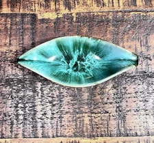 Blue Mountain Pottery Turquoise With Brown Drip Glaze Leaf Trinket Dish Canada