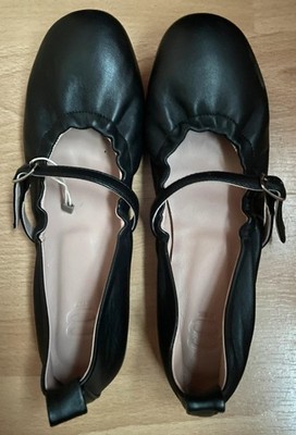 YOOX Black Leather Ballerina Flats Shoes Sz. 39 ITALY