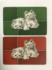 Dogs Pastel Patchwork Vintage Rare Retro Old DOG Art Artist 2 Playing SWAP CARDS