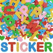 Foam Letter Stickers Glitter, 320 PCS Foam Alphabet Stickers Multicolored