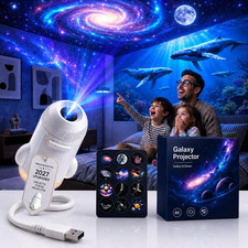 Galaxy Starry Sky Night Light Projector, 2-In-1 with 12 Projection Films
