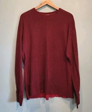 Mens LL Bean Burgundy Wool Blend Crewneck Base Layer Shirt Outdoor Winter Sz XL