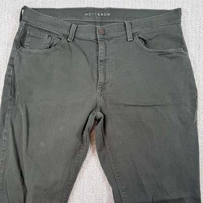 Mott & Bow Mens 36x32 Olive Green Straight Leg Twill Jeans Pants