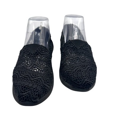 Skechers BOBS Size 7 Crochet Lace Slip-On Flats Memory Foam Black