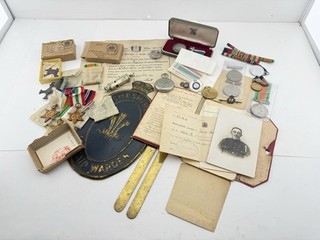 WW1 WW2 Military Job Lot German Imperial Pocket Watch Medals Document