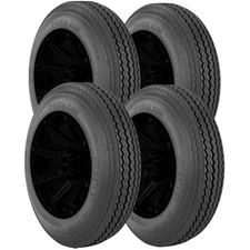 (QTY 4) 5.70-8 Power King Boat Trailer II 83M Load Range D Black Wall Tires