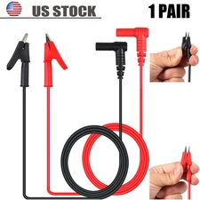 1 Pair Angled Banana Plug to Alligator Clip Test Lead Cable,100cm/3.28ft,15A Rat