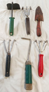Lot Of 6 Used Garden Hand Tools- For Garden Shed Or She Shed Decorating