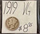 1919 Mercury Silver Dime (VG) Very Good Condition! ENN Coins