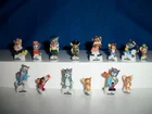 TOM & JERRY SET of 14 Miniature Figurines FRENCH PORCELAIN FEVES Tiny Figures
