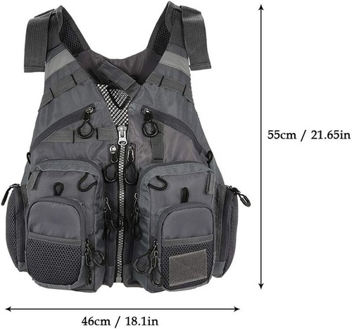 Lightweight Fishing Vest Life Jacket - 11 Pockets & Adjustable Fit for All Sizes - Picture 4 of 10