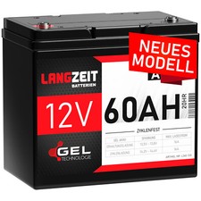 Akku 12V 60Ah Gel Blei Batterie Solarbatterie Elektromobil Boot statt 55Ah 50Ah