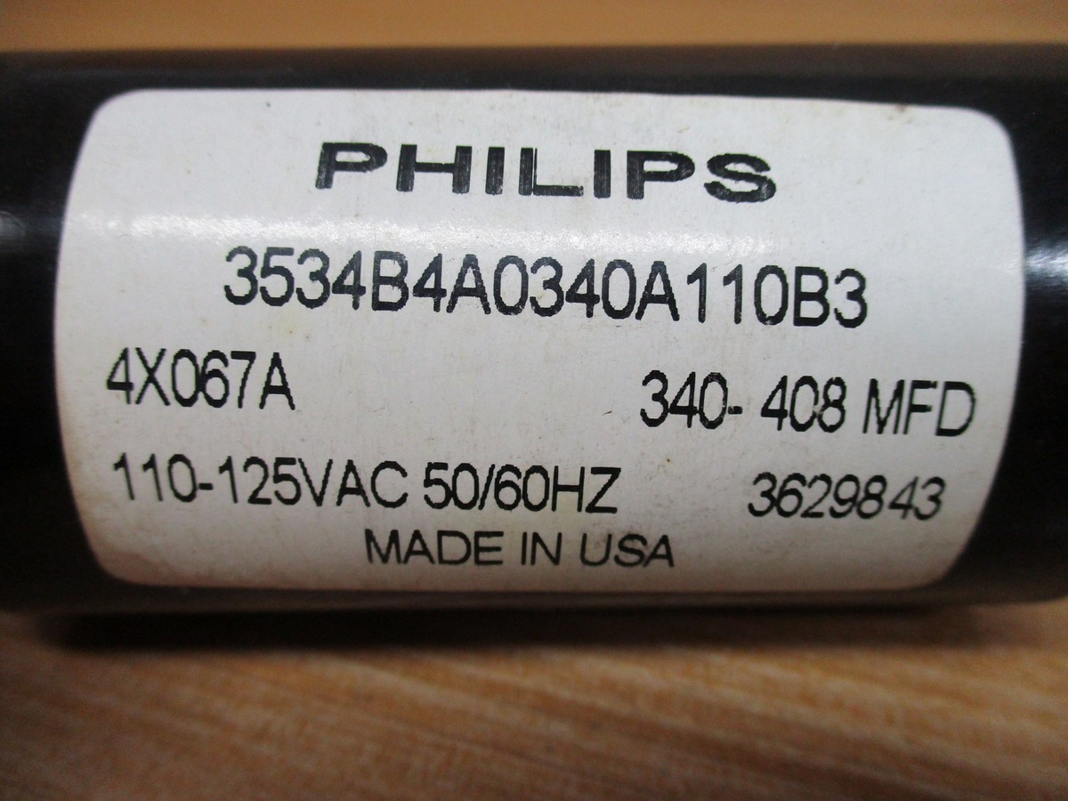 Philips 3534B4A0340A110B3 Capacitor 340-408MFD | eBay Philips 3534B4A0340A110B3 Capacitor 340-408MFD | eBay