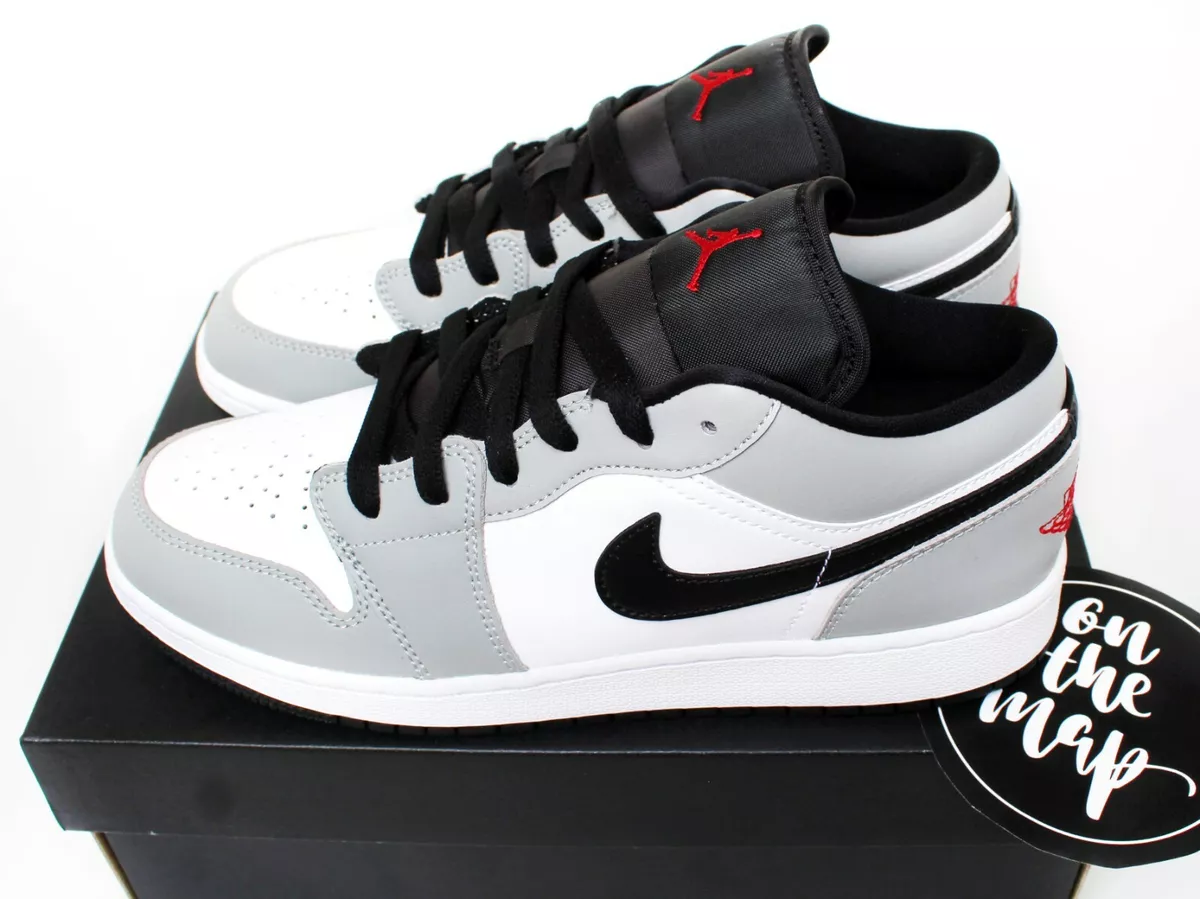 Nike Air Jordan 1 Low Light Smoke Grey Red White Black GS UK 3 4 5 ...