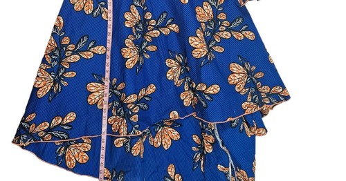 Blue African Ankara Print Dress Sz Large ? Bell Sleeve Hi Low Hem Wedding Party - Picture 14 of 16