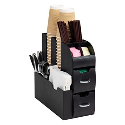 Mind Reader Coffee Upright condiment organizer, 6 x 12 x 12, Black
