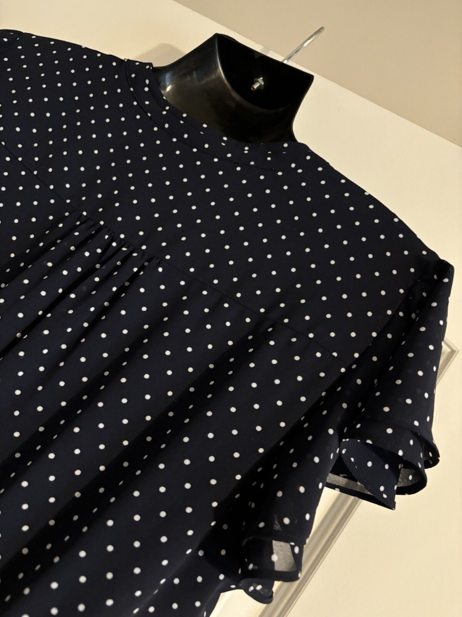 h&m navy blue polka dot dress Dark blue/Polka dot Strappy cotton dress for kids