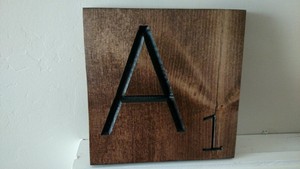 A Stained 1 Large Scrabble Tile Wood Letter Wall Decor 8 X 8 Ebay