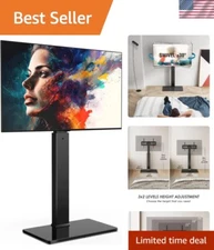 Swivel Floor TV Stand with Glass Base for TVs Up to 75 Inches - Modern Design