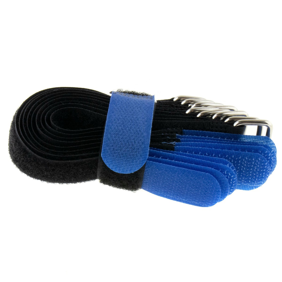 10x Klett-Kabelbinder 200x20 Mm Schwarz – Wiederverwendbar, Gekreuzt (Klett/Flausch), Mit Metallöse